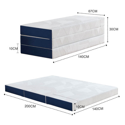 Hiimgo Faltmatratze 120x195cm 4-teilig Gästematratze - weiss/blau