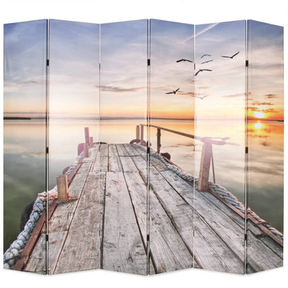 vidaXL Raumteiler klappbar Paravent – See mit Steg 228x170cm