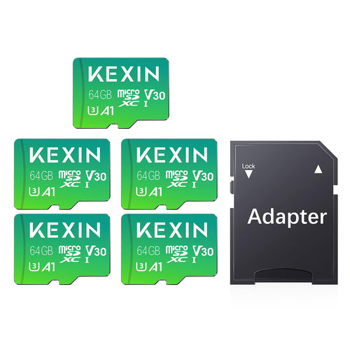 KEXIN 64GB microSDXC Speicherkarte UHS-I U3, 5er-Pack mit SD-Adapter