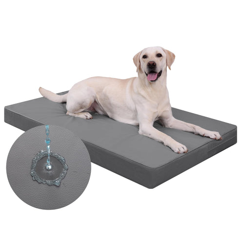 Favodormir Orthopädisches Hundebett für grosse Hunde 119x73cm Grau – rechteckige Liegefläche aus grauem Kunstleder