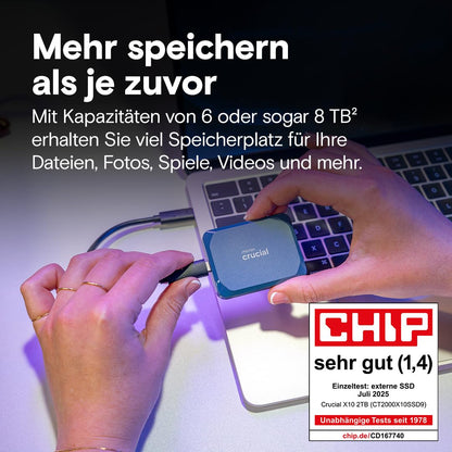 Crucial X10 Externe SSD Festplatte 8TB USB-C - Blau matt
