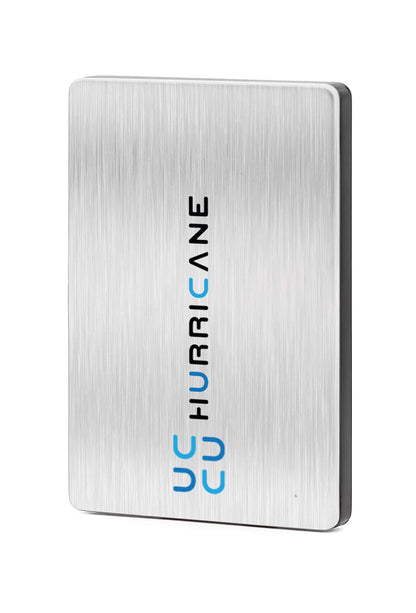 HURRICANE MD25C3 Externe Festplatte 1TB USB-C - Silber. Rechteckiges, silbernes Gehäuse. Mobiler Datenspeicher mit 1TB Kapazität.