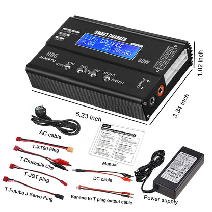 Haisito HB6 LiPo Ladegerät 80W 6A mit Balancer für RC Akkus