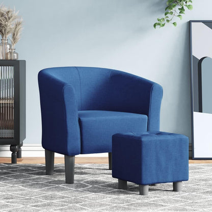 vidaXL Clubsessel Polstersessel mit Fussocker, Blau Stoff