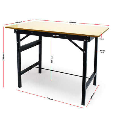 Wiltec Werkbank faltbar 100x60x76 cm – Klappbarer Arbeitstisch