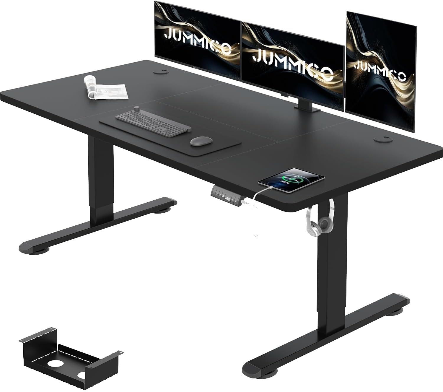 JUMMICO höhenverstellbarer Schreibtisch elektrisch 140x70 cm schwarz. Ermöglicht dynamisches Arbeiten für optimierte Ergonomie.