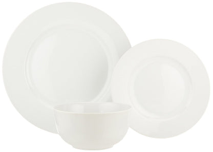 Amazon Basics Geschirrservice 18-teilig für 6 Personen, Weiss