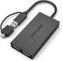 WAVLINK USB-C / USB 3.0 HDMI Dual Monitor Grafikadapter: Rechteckig, schwarz. Erweitert die Grafikausgabe via USB-C/USB 3.0 auf zwei HDMI-Displays.
