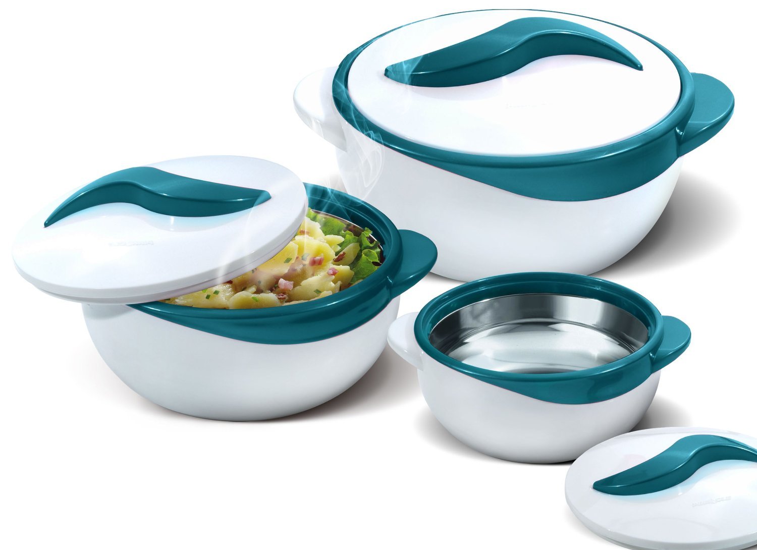 Pinnacle Thermo-Servierschüssel mit Deckel, 3er-Set, Türkis – Schüsseln zum Warm- und Kalthalten von Speisen