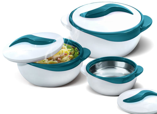 Pinnacle Thermo-Servierschüssel mit Deckel, 3er-Set, Türkis – Schüsseln zum Warm- und Kalthalten von Speisen