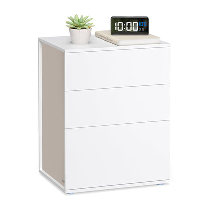 VASAGLE Nachttisch LET778W01 3 Schubladen – mattweiss-cappuccinobeige