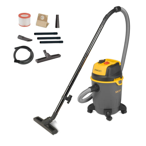Stanley Nass- & Trockensauger SXVC20PTE – 1200W, 20L. Gelber Sauger. Saugt Nass- & Trockenschmutz für Werkstatt/Haushalt.