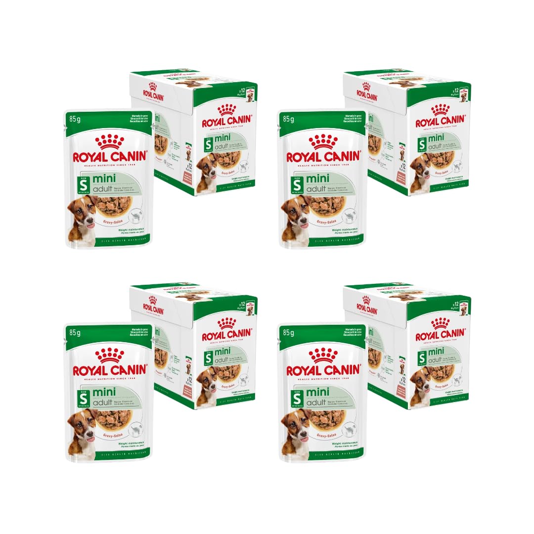 Royal Canin Mini Adult Nassfutter für kleine Hunde, 4 x 12 x 85 g – Feuchtnahrung in Portionsbeuteln