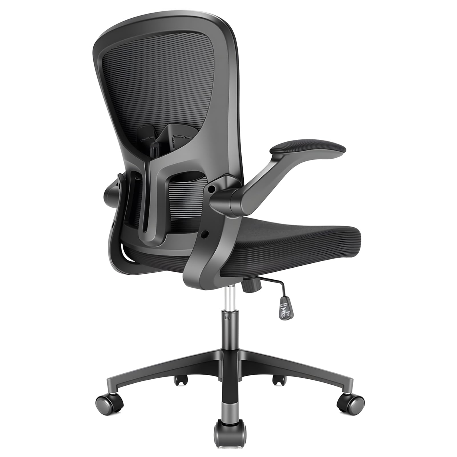 Durrafy Ergonomischer Bürostuhl, schwarz, mit Mesh-Rückenlehne und Lendenwirbelstütze. Unterstützt ergonomisches Sitzen.