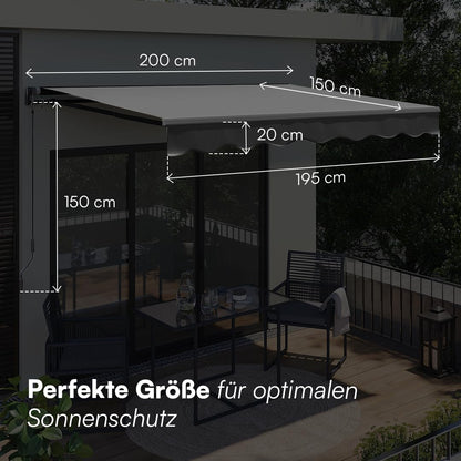 STEELSØN Kestria Gelenkarmmarkise 200 x 150 cm Anthrazit mit Kurbel