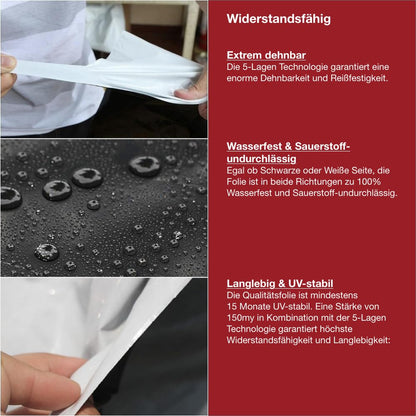 Profi Poolplane Abdeckfolie 8x8m - UV-beständig Schwarz/Weiss