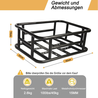 HopesEager Fahrradkorb hinten Metall – Gross mit Innensack