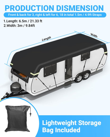 SUPAREE Wohnwagen-Dachabdeckung wasserdicht 210D Oxford 6,5 x 3 m