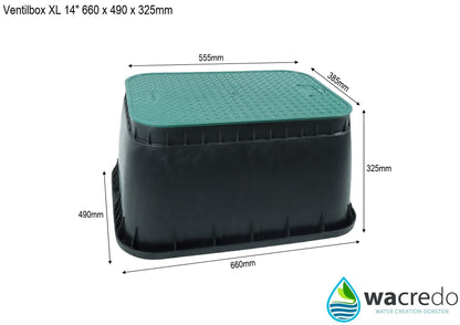 Wacredo Ventilbox XL 14" Ventilkasten rechteckig mit Deckel