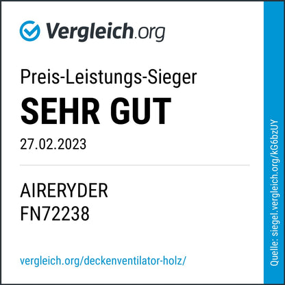 aireRyder Saturn Deckenventilator mit LED & Fernb. - Nickel satiniert