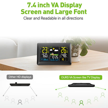 vonivi Wetterstation Funk mit Aussensensor, 7,5-Zoll-VA-Display, DCF