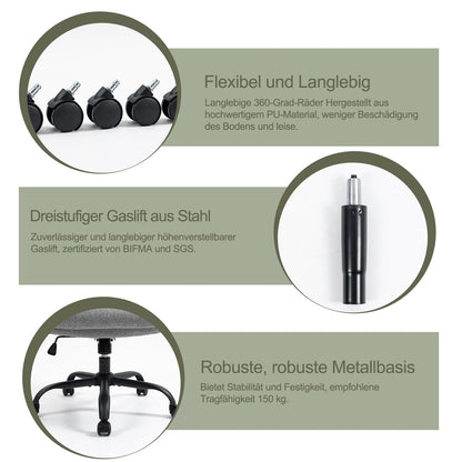 CASTLOVE Ergonomischer Bürostuhl – Stoff Grau, 150 kg