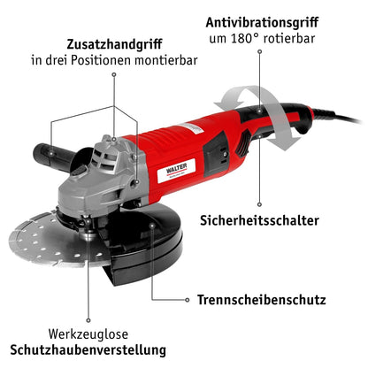 WALTER Winkelschleifer 2000 Watt, 230 mm Scheibendurchmesser