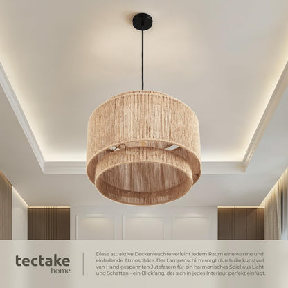 tectake Hängelampe Boho, Pendelleuchte aus Jute, Ø 46 cm, E27