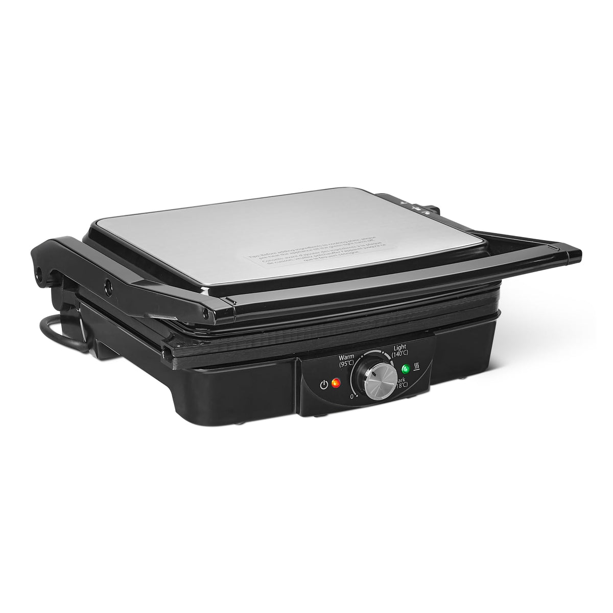 Amazon Basics Elektrischer Kontaktgrill, 2000 W, Antihaftplatten in Schwarz für Sandwiches und Burger