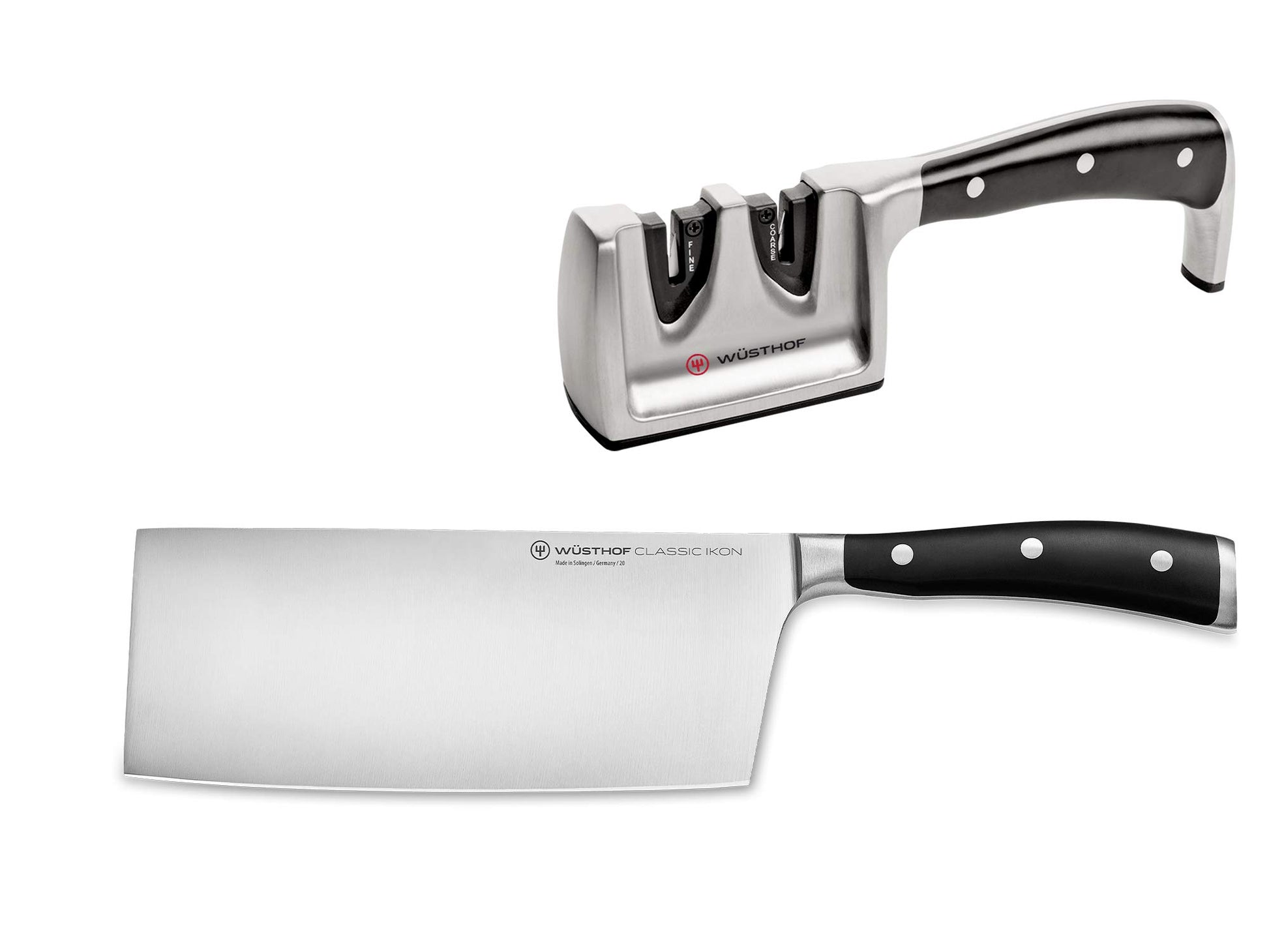 WÜSTHOF Classic Ikon Messersatz – 2-teilig Schwarz. Zwei Messer mit schwarzen Griffen zum präzisen Schneiden von Lebensmitteln.