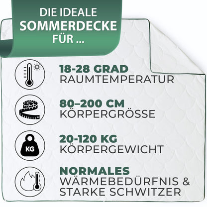 Welldora Sommerdecke 200x200 cm mit kühlender Wildseide-Füllung