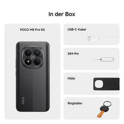 Xiaomi Poco M8 Pro 5G Smartphone, 12 GB + 512 GB, Schwarz