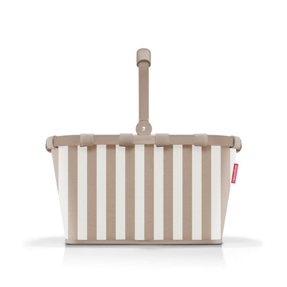 reisenthel carrybag summerstripes coffee Einkaufskorb 22 l, gestreiftes Design mit Aluminiumrahmen und Tragegriff