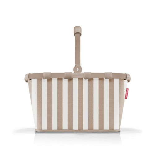 reisenthel carrybag summerstripes coffee Einkaufskorb 22 l, gestreiftes Design mit Aluminiumrahmen und Tragegriff