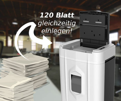OfficeMaster Aktenvernichter Kreuzschnitt – Autofeed 120 Blatt P5
