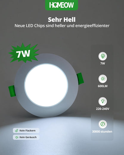 **HOMEOW 20er Set LED Einbaustrahler dimmbar 7W IP44 – wählbar**