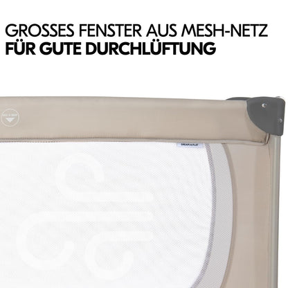 hauck Dream N Play Baby Reisebett – Alvi Komfort Matratze, Moskitonetz, Beige