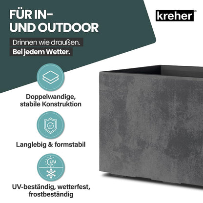 Kreher Millennium Pflanzkasten XL 100 Liter, rollbar, Anthrazit