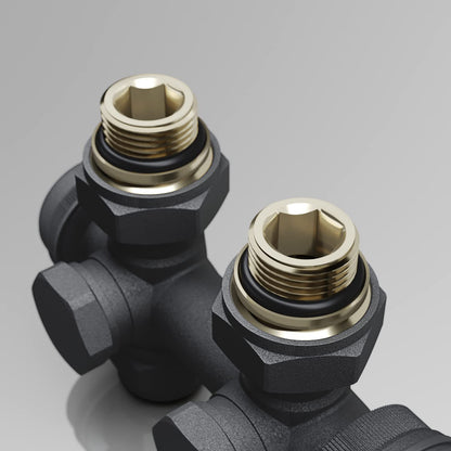 SONNI Multiblock Set Heizkörper Anschlussventil Eck/Durchgang Anthrazit