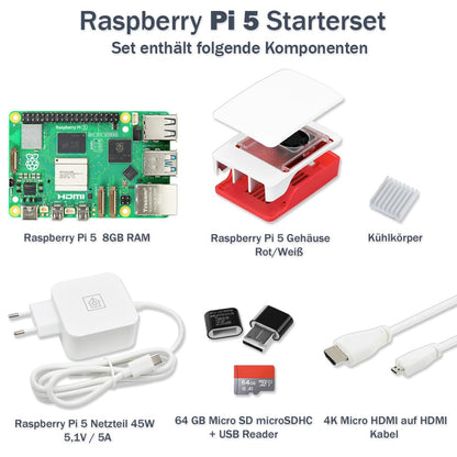 Raspberry Pi 5 8GB Starter-Kit – inkl. Netzteil & Gehäuse