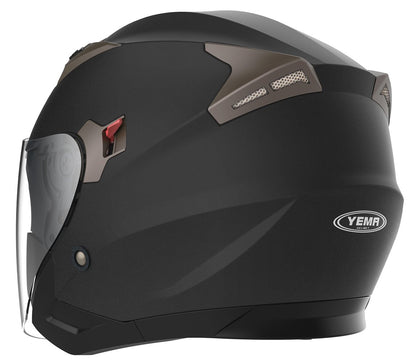 YEMA YM-627 Jethelm Motorradhelm ECE - Schwarz Matt, Grösse S