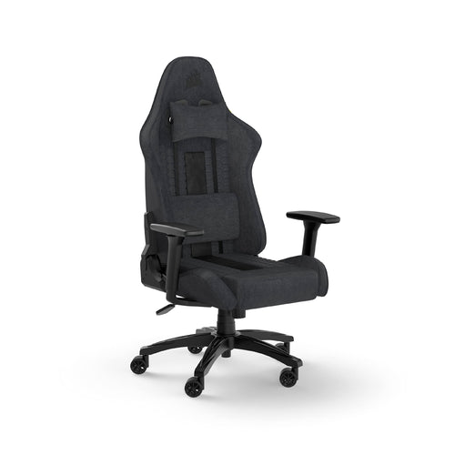 Corsair TC100 Relaxed Gaming Stuhl Stoff Grau/Schwarz. Ergonomischer Stuhl in Grau/Schwarz; bietet Sitzkomfort für langes Gaming.