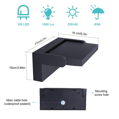 Klighten 24W LED Aussenleuchte Wand schwenkbar - Anthrazit