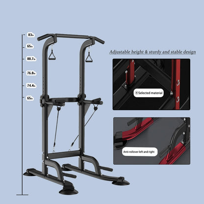 Leiblsufo Pull Up & Dip Station Kraftturm, höhenverstellbar - Schwarz-03