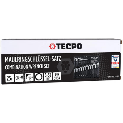 TECPO Maul-Ringschlüssel-Satz, 25-teilig, 6–32 mm, mit Rolltasche