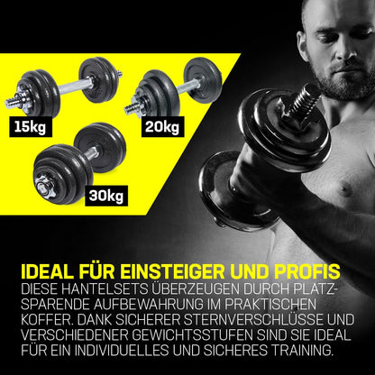 SPORTINATOR Machine Hantelset mit Koffer, 2-in-1 Kurzhantel 20 kg