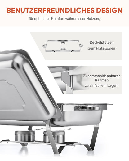 Wilprep Chafing Dish Warmhaltebehälter – 2er Set, 9L, 3x1/3 GN