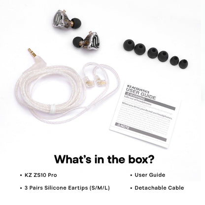 LINSOUL KZ ZS10 Pro In-Ear-Monitor - Ohne Mikrofon, Dunkelschwarz