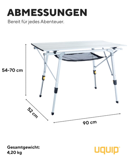 Uquip Campingtisch Variety M kompakter Alu Falttisch – Silber