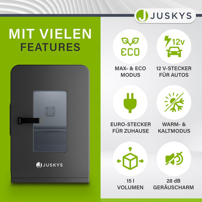 Juskys 2in1 Mini Kühlschrank Minibar 15L Schwarz - Heizfunktion